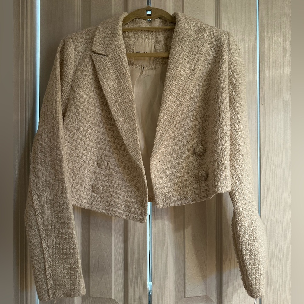 Avec Les Filles Ivory Knit Blazer